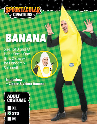 Spooktacular Creations Appealing Banana Costume Adult Deluxe Set for Halloween Dress Up Party and Roleplay Cosplay Small